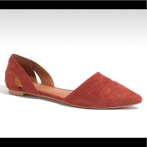 Madewell D’orsay Rusted Clay Python Suede Flats